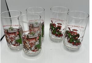 Lot Of 5 VTG Limited Edition, Holly Hobby Coca Cola Drinking Glasses, 2 Styles